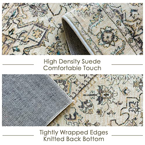 Jhiqyva Classic European Diamond Area Rug For Living Room, Bedroom, Kitchen, Dorm Room, Non-Slip, Non-Shedding, Soft Washable Indoor Rug, Light Yellow Brown, 2'X3' #TOP3