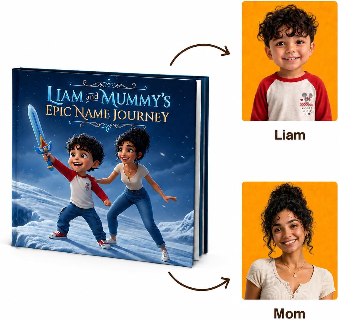 Personalized Story Books, Adventured with Mom or Father, Custom Photo, Unique Birthday for Baby Keepsake, Boy, Girl Gift for Ages 2-12