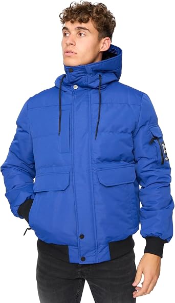 Crosshatch Mens Milwaka Bomber Jacket L Blue