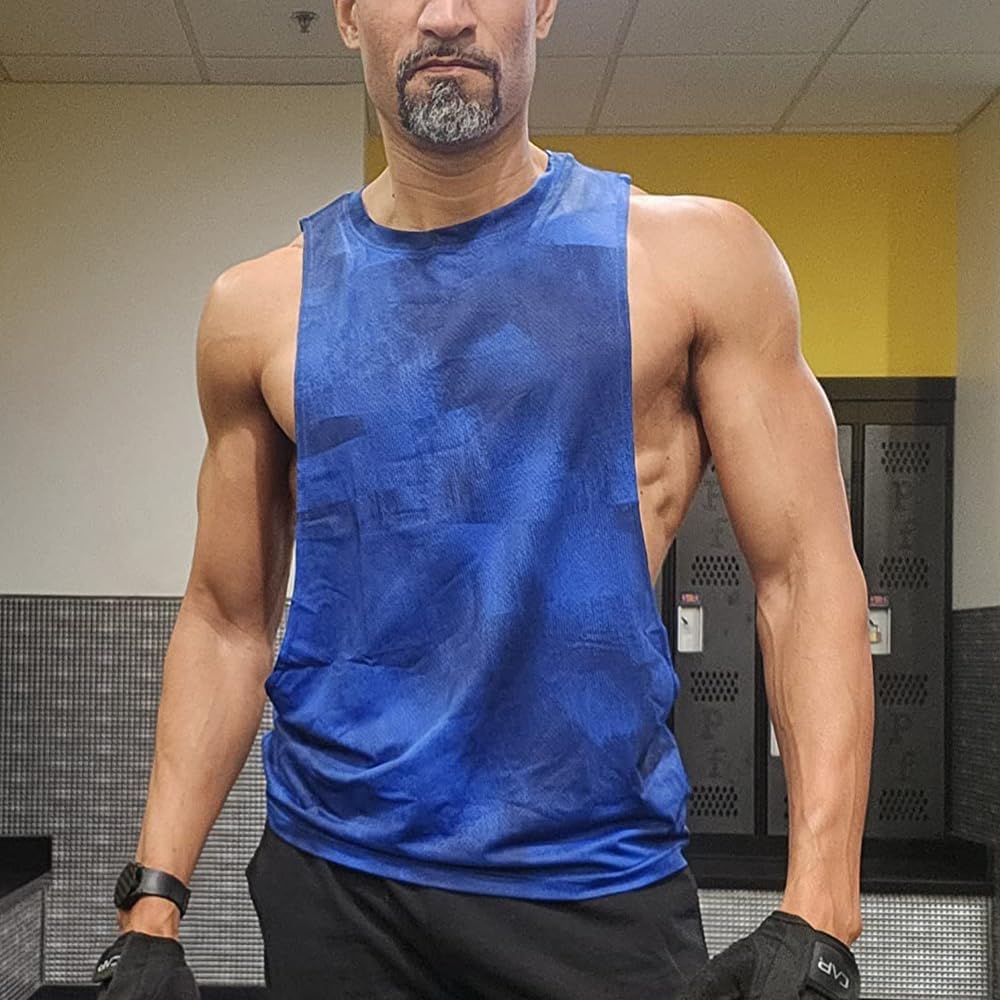 Men's Sleeveless Muscle Stringer Tank Top Cut Open Gym Training Bodybuilding Vest Shirts - Image 2