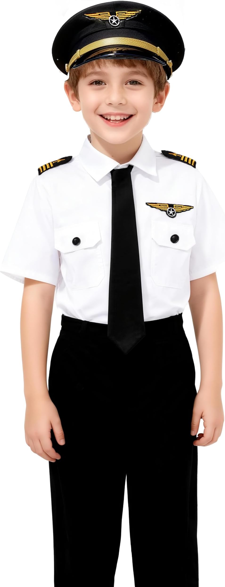 Airline Pilot Costume for Kids Airline Captain Uniform for Halloween Career Day Dress Up Birthday Gifts