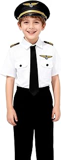 Airline Pilot Costume for Kids Airline Captain Uniform for Halloween Career Day Dress Up
