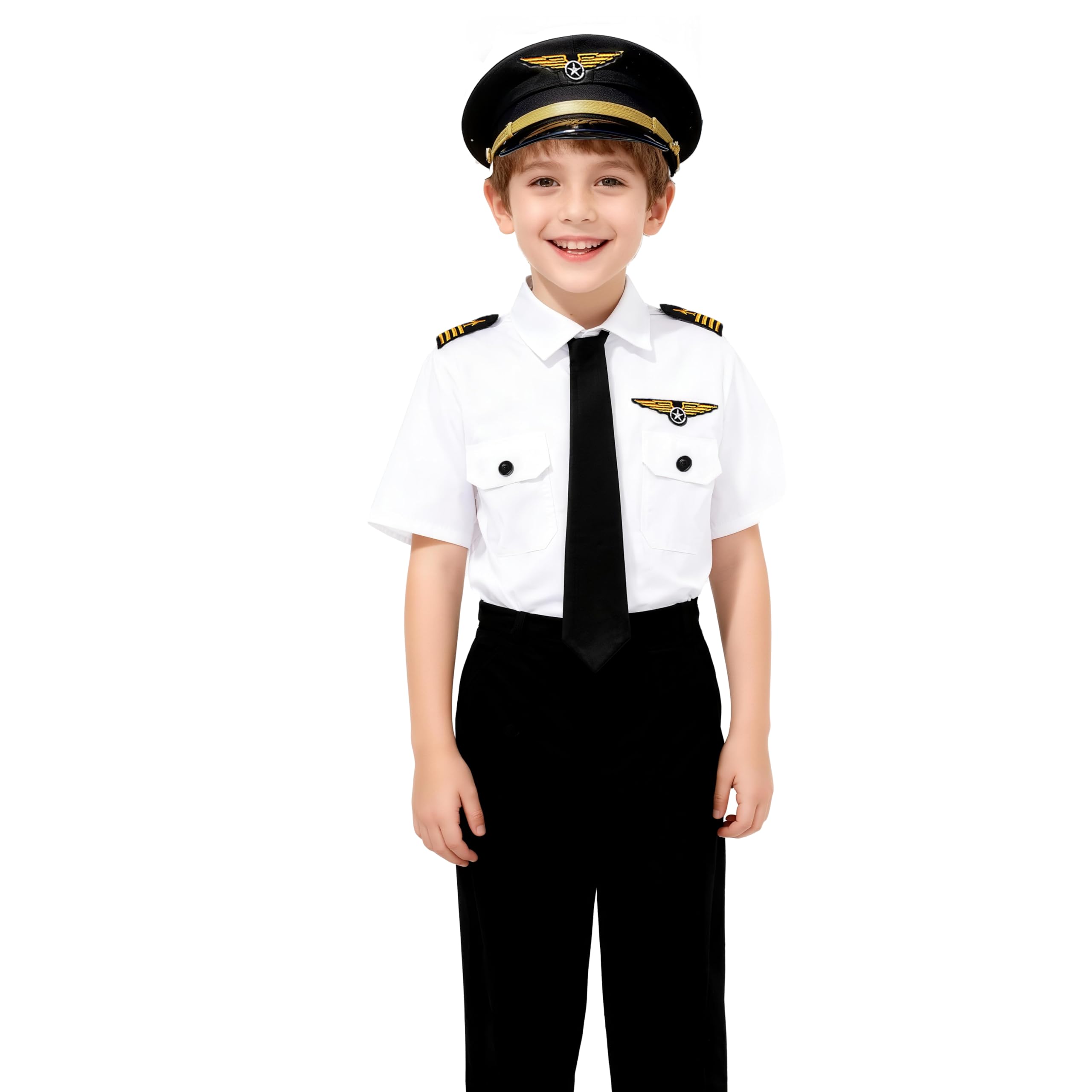 Airline Pilot Costume for Kids Airline Captain Uniform for Halloween Career Day Dress Up Birthday Gifts