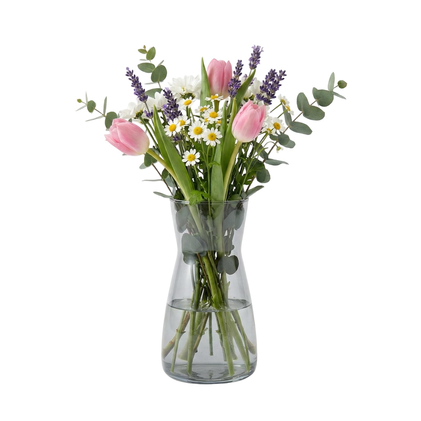 GREENSAPPIRE Clear Glass Vase 7.7"" Tall Vases Clear Glass Vase for Centerpieces Modern Colored Glass Vases Rustic Home Decor, Decorative Modern Farmhouse, Ideal Shelf, Mantle (Gray)