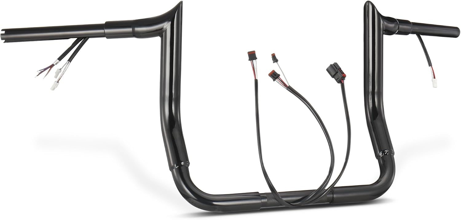 1.5" Fat 10" Rise Pre-wired Ape Hangers for Harley 2014-2015 Street Glide/Electra Glide/Ultra Limited and 2013 CVO Street Glide/CVO Electra Glide/CVO Ultra Limited, Black