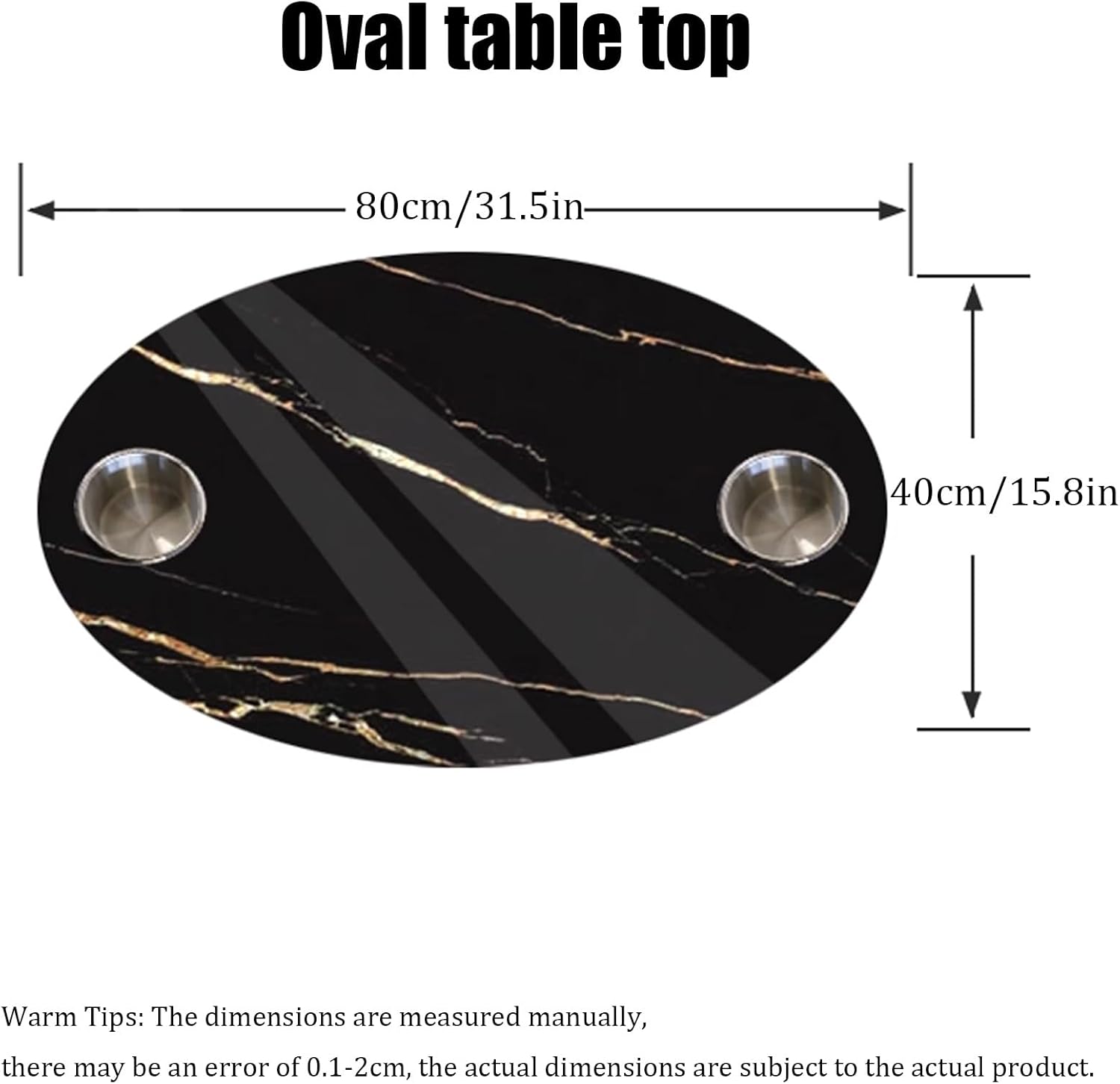Rv Dinette Table, RV Camper Table Top, Camper Tables Top Replacement, with Two Built-in Stainless Steel Cup Holders, RVs Tables Top Replacement for RVs, Yacht, Camper, Marine(Round)