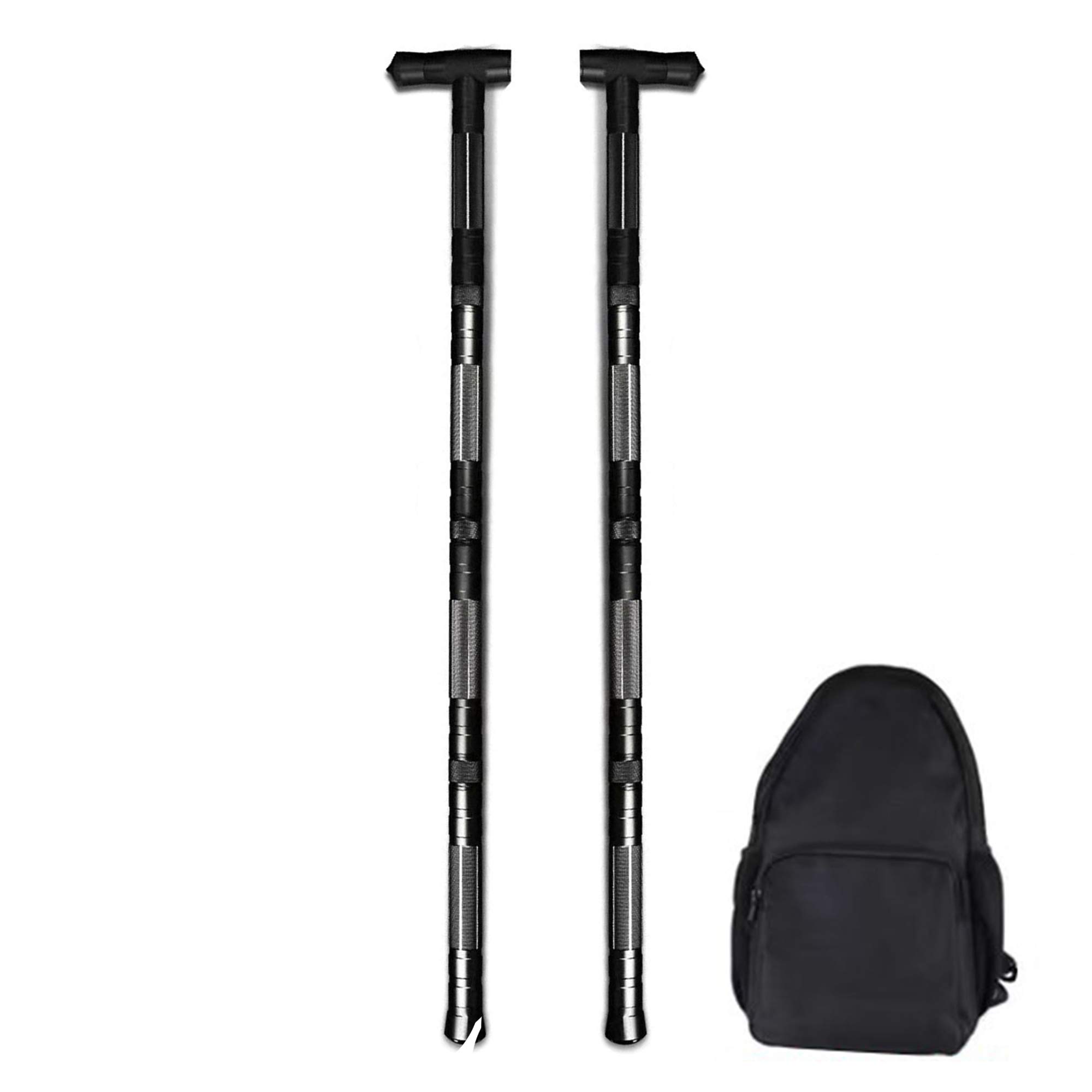 1 para kijków trekkingowych do użytku na zewnątrz, do trekkingu, składane, teleskopowe, czarne, 85 cm