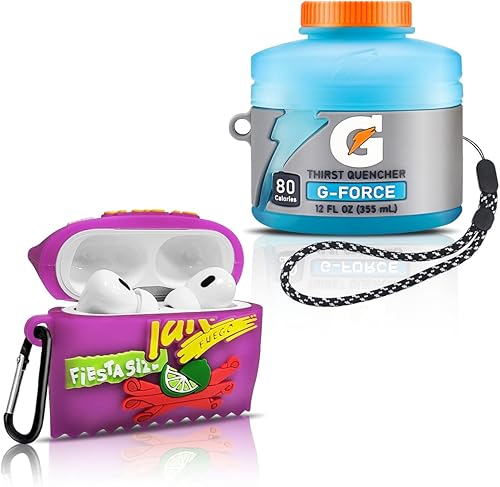 Paquete de 2 fundas de comida para Airpods Pro 2 fundas de silicona 3D de dibujos animados divertidos y lindos Airpod Pro de 2 generación para niñas