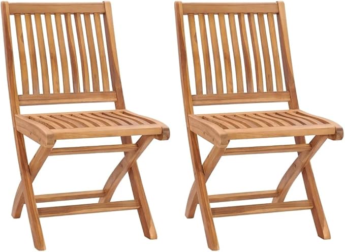 vidaXL 2X Teak Massiv Gartenstuhl Klappbar ohne Armlehnen Hochlehner
