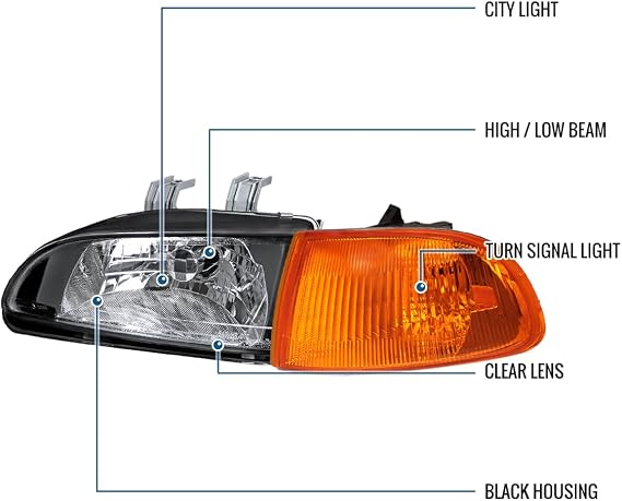 Ronnin - Fits 1992-1995 Honda Civic 2Dr 3Dr EG EH EJ Headlights + Corner