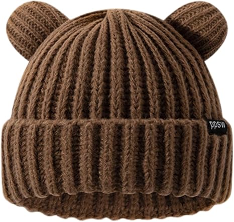 Amazon | [Qzkouma] ニット帽 レディース クマの耳 猫耳