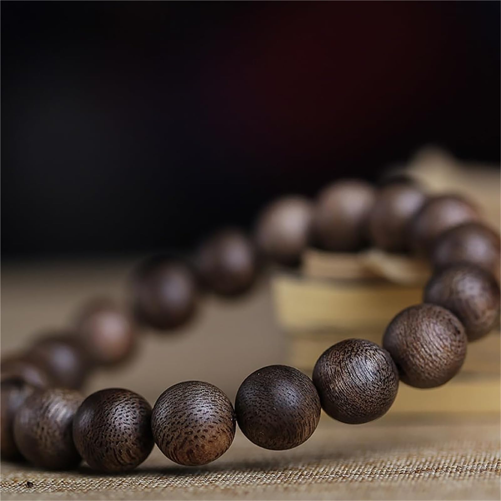 Pulsera unisex de 8 mm, 108 cuentas de madera de agar natural, para meditación y oración, cuentas de rosario budista hechas a mano para hombres y mujeres