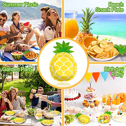 24 Count Pineapple Plates Hawaiian Tropical Luau Party Plates Kids' Adults Party Pineapple Dinner Plate For Birthday Baby Shower Wedding Hawaiian Summer Beach Party Decorations, 9.25 X 6.42 Inches #TOP6