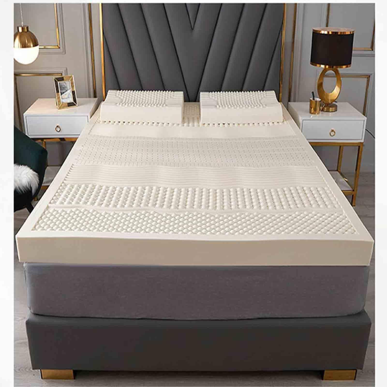Cubrecolchón de látex transpirable súper suave, funda de algodón, tamaño individual (7,5 cm, 1000 x 2000 mm), ideal para habitaciones de invitados, mejora la comodidad y el apoyo