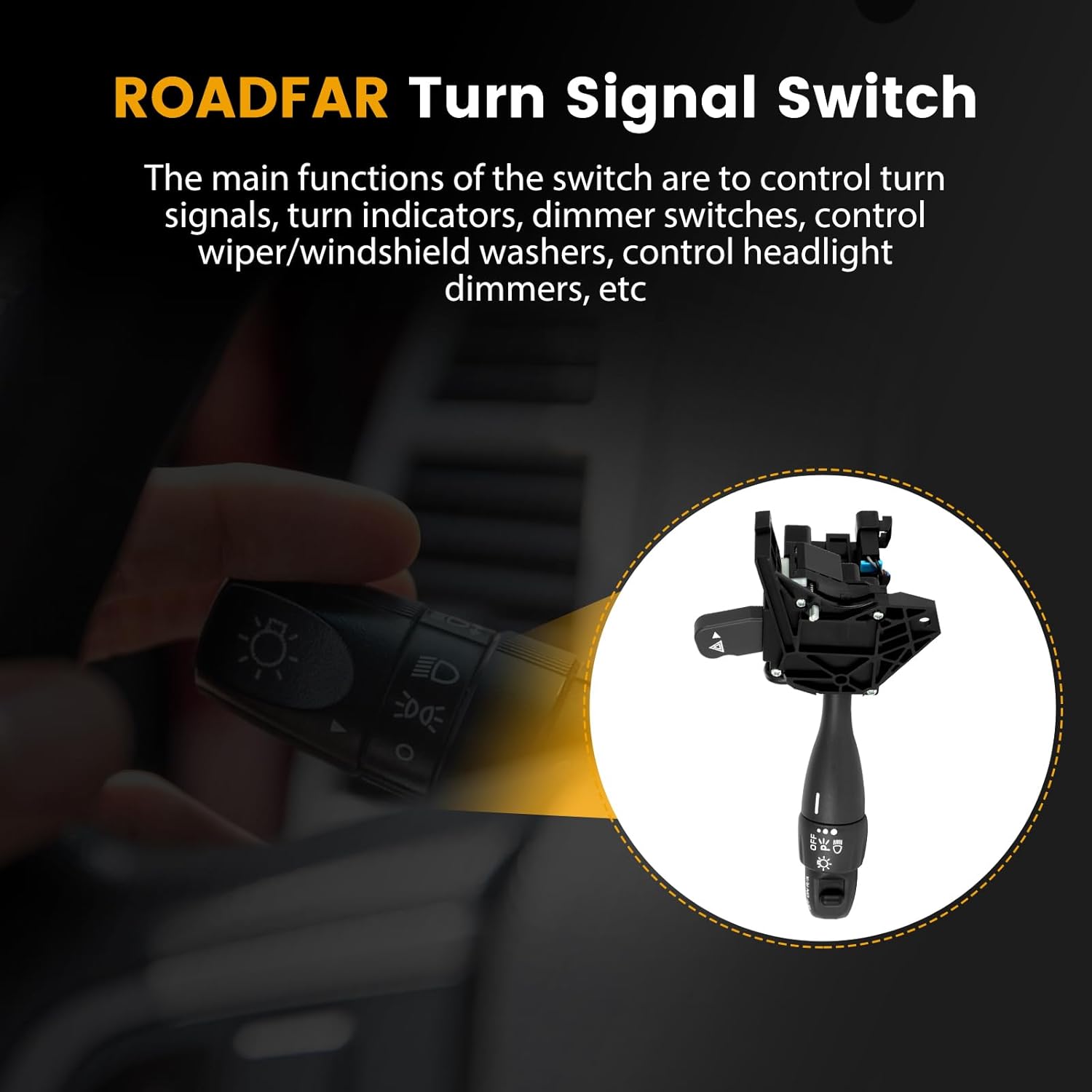 ROADFAR Front Turn Signal Switch Fits 1995-2005 for Chevrolet Cavalier 1995-2005 for Pontiac Sunfire 19209607