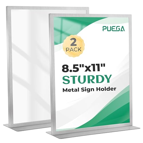 2pack Tabletop 8.5"x11" Metal Acrylic Sign Holder with Stainless Steel
