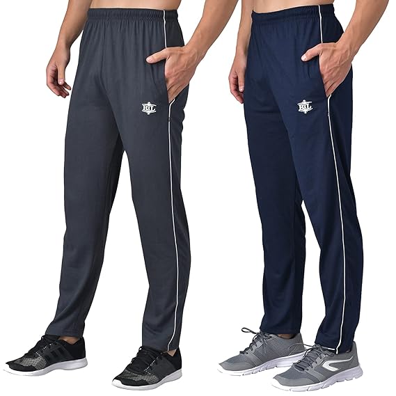 Plain Trackpants for Men | Plain Trackpants | Basic Trackpants | Two Side Pockets with One Zip Pocket for Phone | 100% Cotton | Men's Trackpants (Pack of 2)