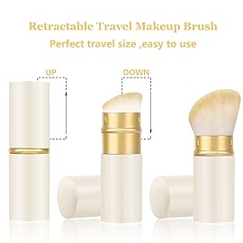 Falliny Retractable Kabuki Makeup Brush, Angled Travel Powder Foundation Blush Brush Makeup Brush for Blush, Sunscreen,Bronzer, Buffing, Concealer,Highlighter, Powder Cosmetics