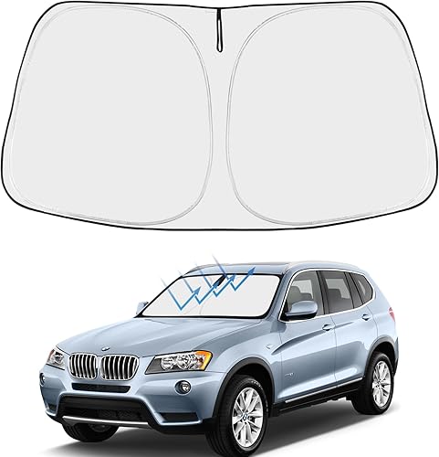 Proadsy Parasol para parabrisas actualizado 2025, ajuste personalizado, BMW X3 2017-2011, 4 capas, plegable, protector de parasol para bloquear los