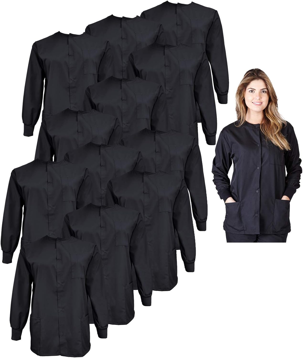 Natural Uniforms Women's Scrub Warm Up Jacket Pack of 12 Set