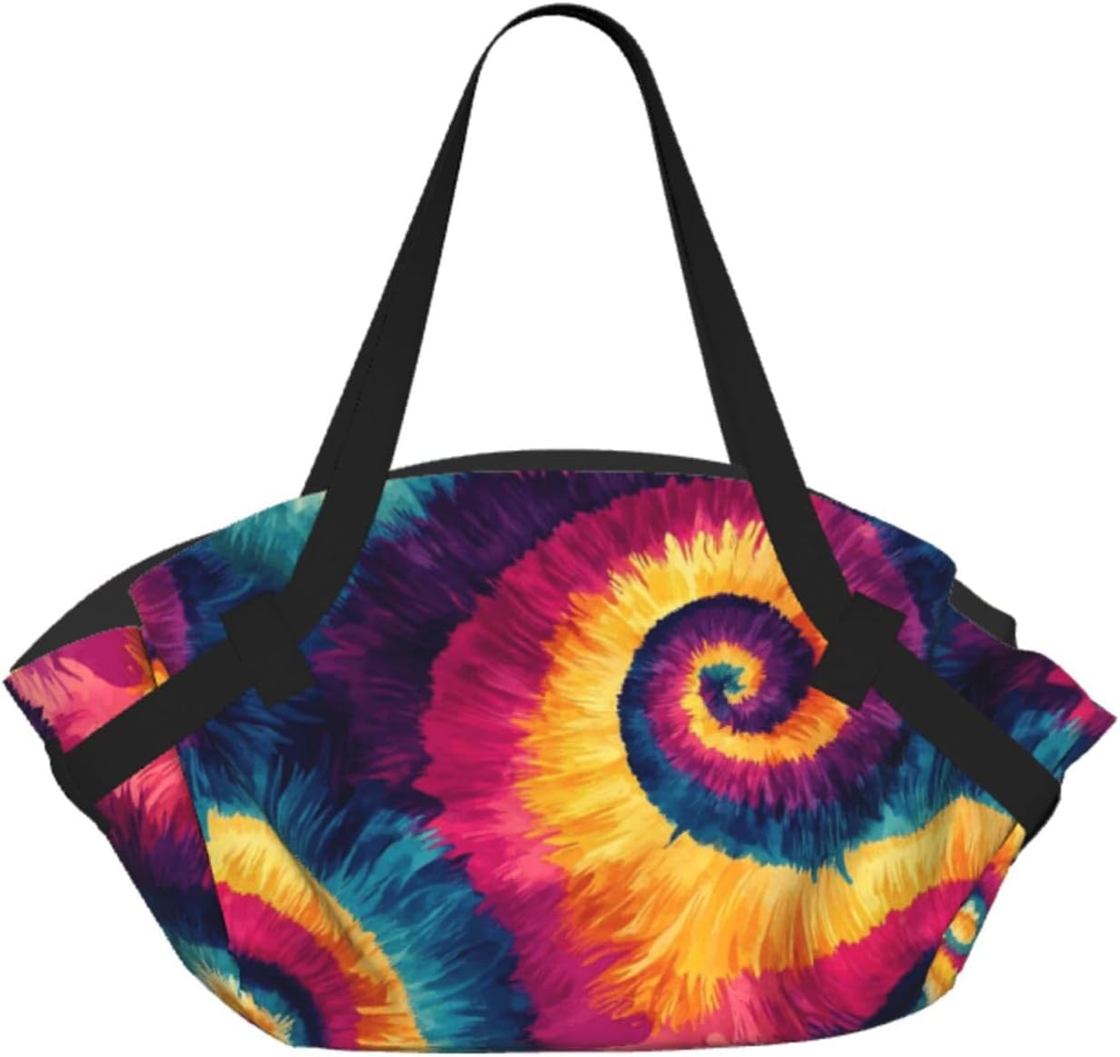 Colorful Tie Dye (1) Pattern Foldable Camping Tote Bag Picnic Blanket Bag Portable Beach Mat Tote Waterproof Outdoor Picnic Mat Carry Bag