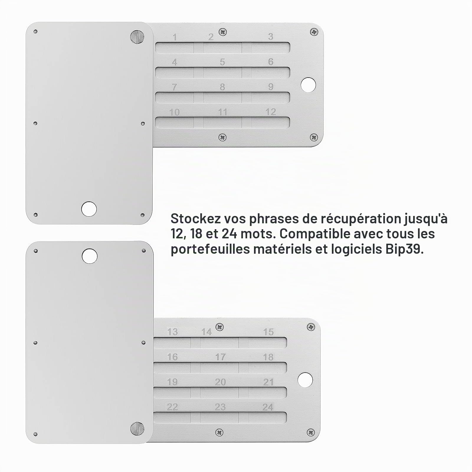 Crypto Steel Bitcoin Wallet, Cold Storage, Cold Hardware Wallet pour Crypto, Prend en Charge jusqu'à 24 Mots