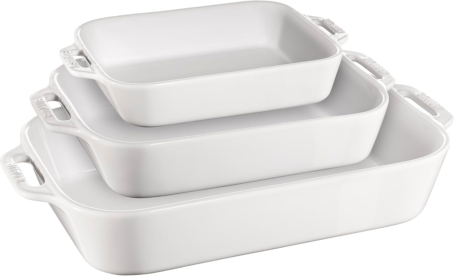 Staub Ceramic 3-pc Rectangular Baking Dish Set - White