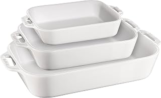 Staub Ceramic 3-pc Rectangular Baking Dish Set - White Price In India