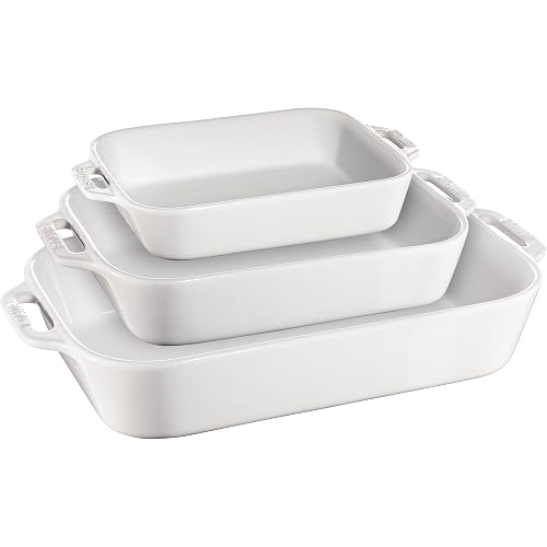 Staub Ceramic 3-pc Rectangular Baking Dish Set - White