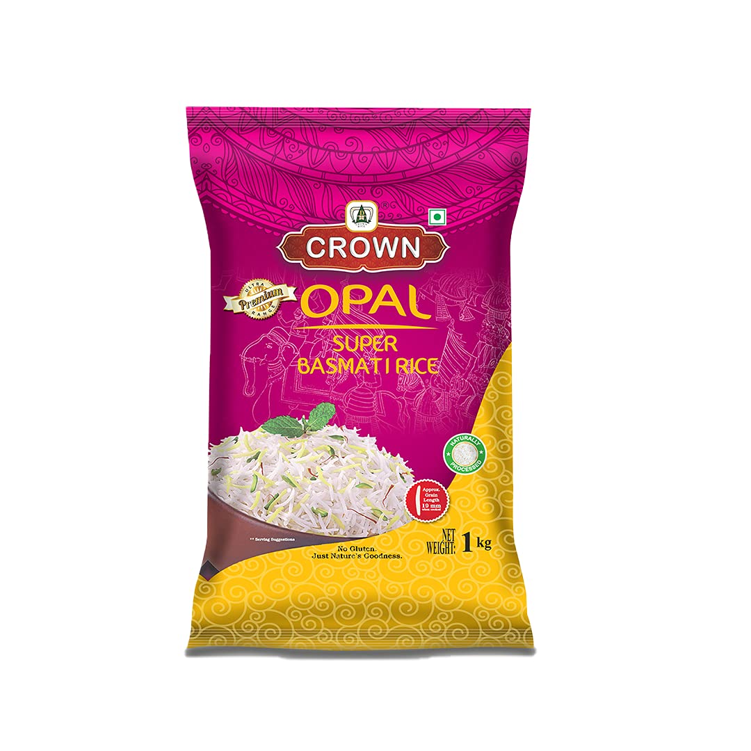 CROWN Opal Super Quality Long Grain, Gluten Free,Double Polished,100% Natural Basmati Rice, 1 KG (B095JYTKGB) Amazon Price History, Amazon Price Tracker