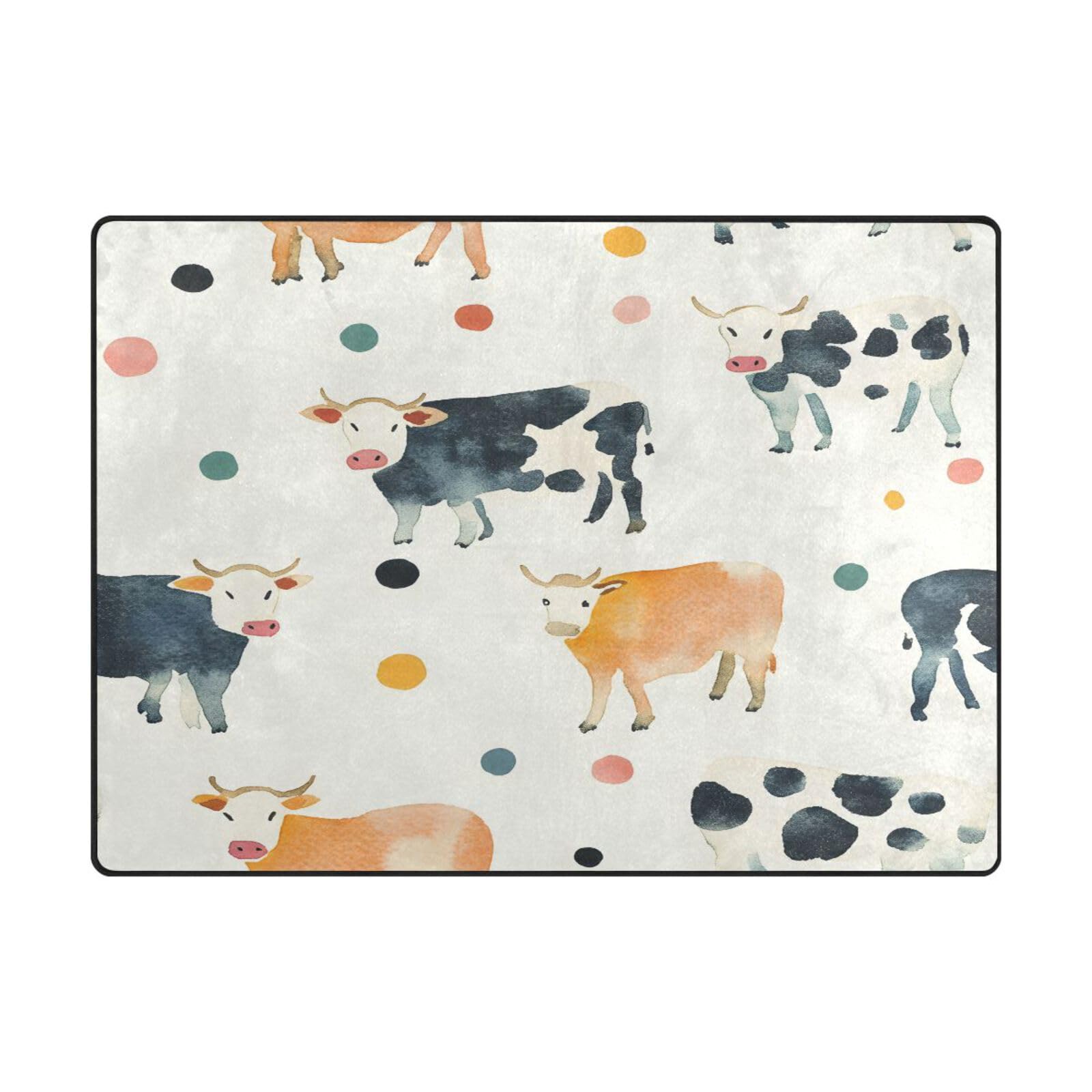 Tapis de sol contemporain pour salon et chambre avec grand motif aquarelle
