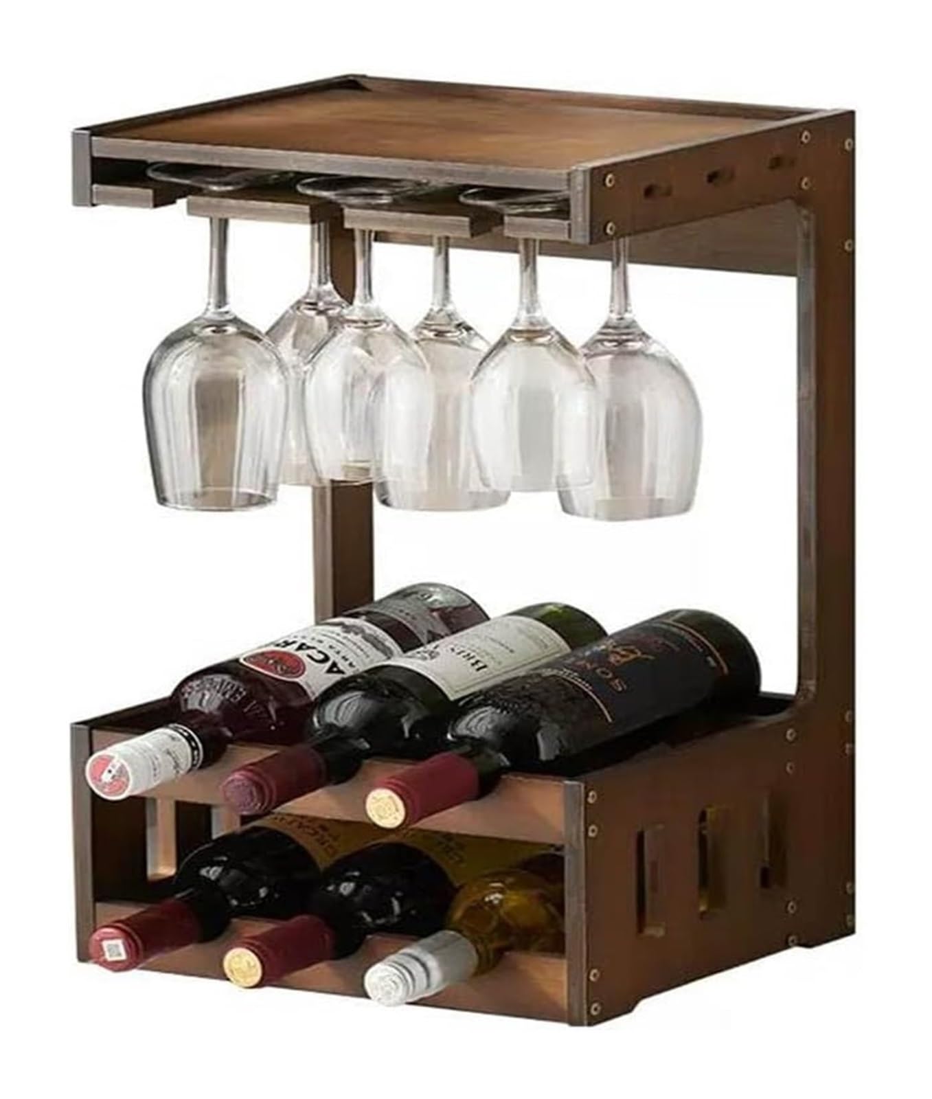 ZCXMNL 3 Tier Bamboo Wine Rack, Free Standing Tabletop Wine Bottle Holder Freestanding Wine Holder Display Shelves For Kitchen, Pantry, Cellar, Bar