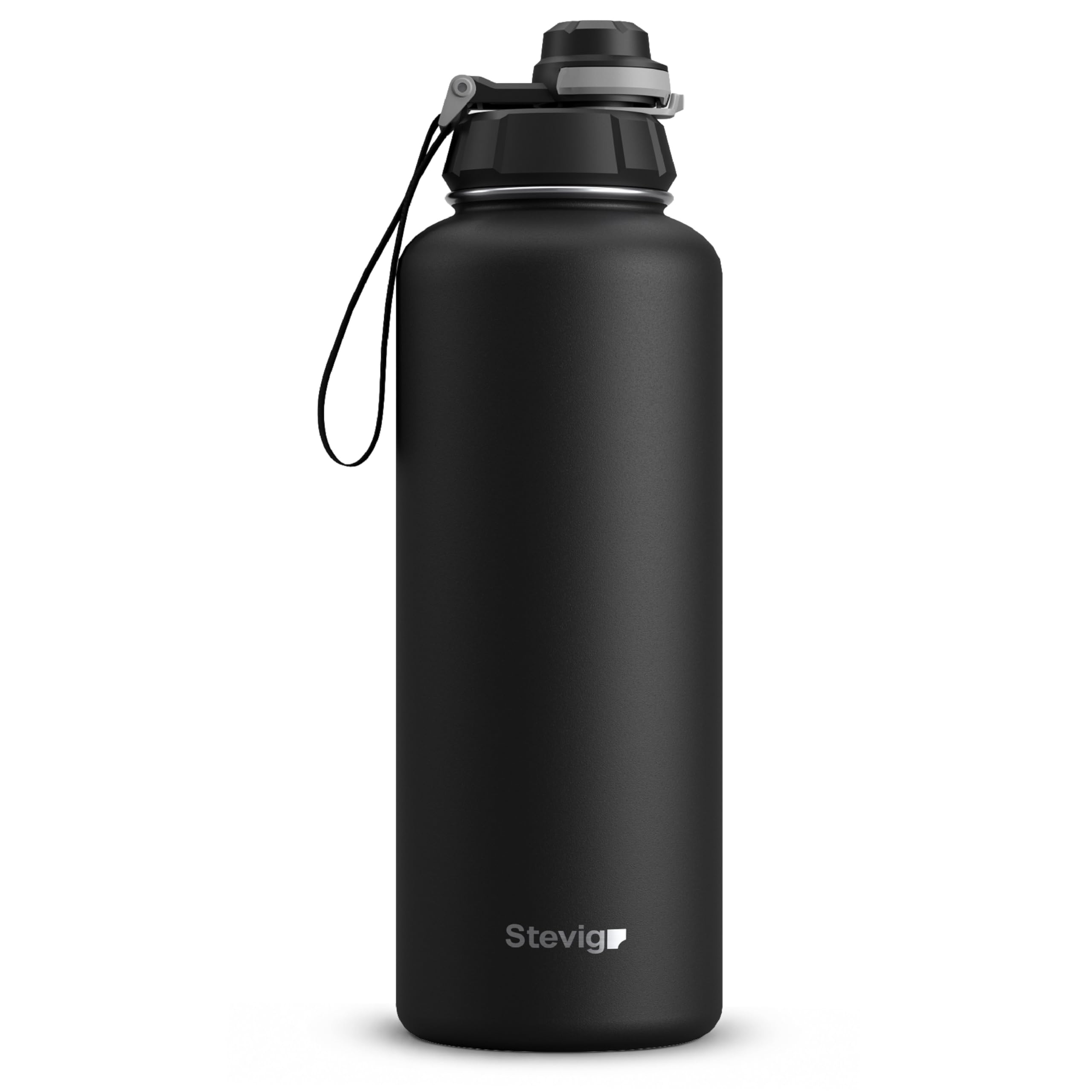 1 Hand Slide Lock Leak-proof | 50 oz | Insulated Vacuum Flask Stainless Steel Sport Water Bottle - Black ST-235