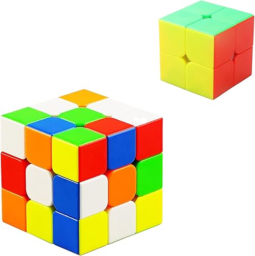Miniatura 7 de Juego de combinación de dos piezas, juguete de cubo de velocidad 2x2x2 + cubo de velocidad 3x3, cubo de velocidad mágico, juego de rompecabezas de