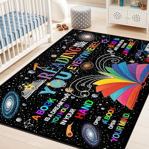Library Kids Rug Amazon.com: Reading Theme Kids Rug 5x8 ft for Study Room, Library Room ...