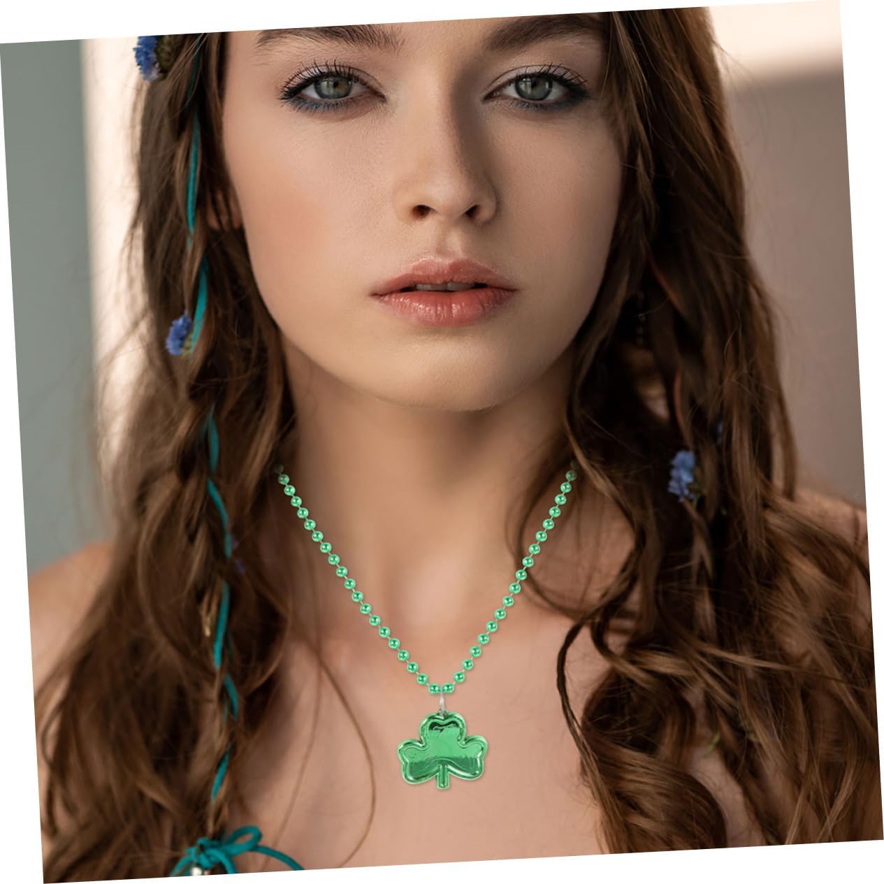 14Pcs Patrick's Day Decorative Necklaces with Shamrock Hat Design Festival Accessories for Celebrations