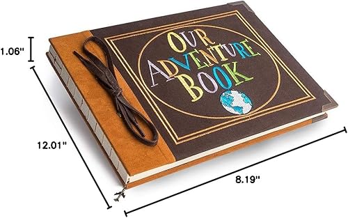 Miniatura 8 de Nuestro libro de aventuras álbum de fotos, álbum de recortes, libro de recortes de boda con palabras cosidas, tapa dura de gamuza sintética y hojas