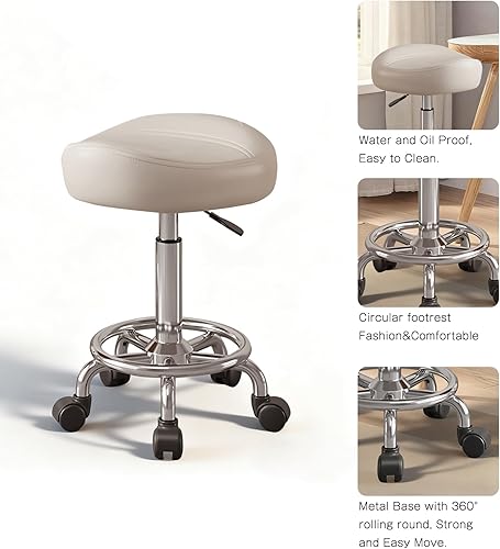 Miniatura 5 de Taburete con pedal de anillo, silla hidráulica ajustable con ruedas para uso médico, masaje, salón, spa, cocina y dibujo