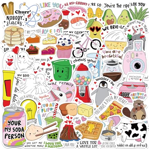 Valentine Pun Stickers, Funny Love Stickers, Water Bottle Laptop Scrapbooking Decals, Valentines Day Gifts(50 Pack)