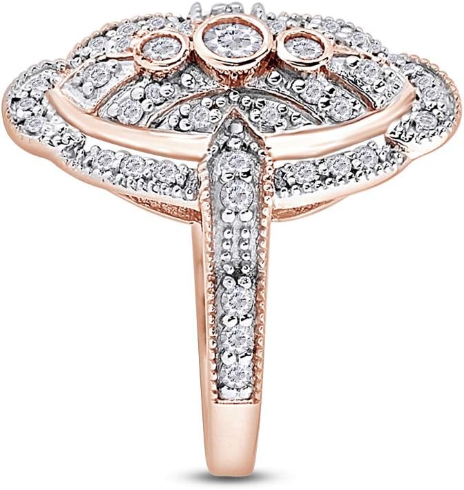 AFFY Round Shape White Cubic Zirconia Art Deco Style Engagement Ring in 14k Gold Over Sterling Silver (1.16 Carat)