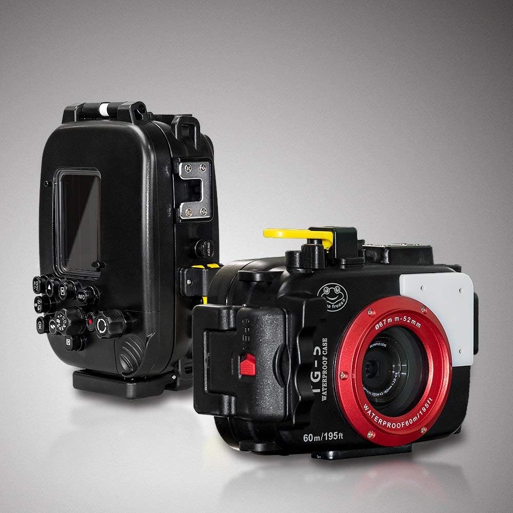 Seafrogs WPC-TG5 Waterproof housing case Underwater Diving 195FT/60M Works for Olympus TG-5 Cameras(Housing + Red Filter)