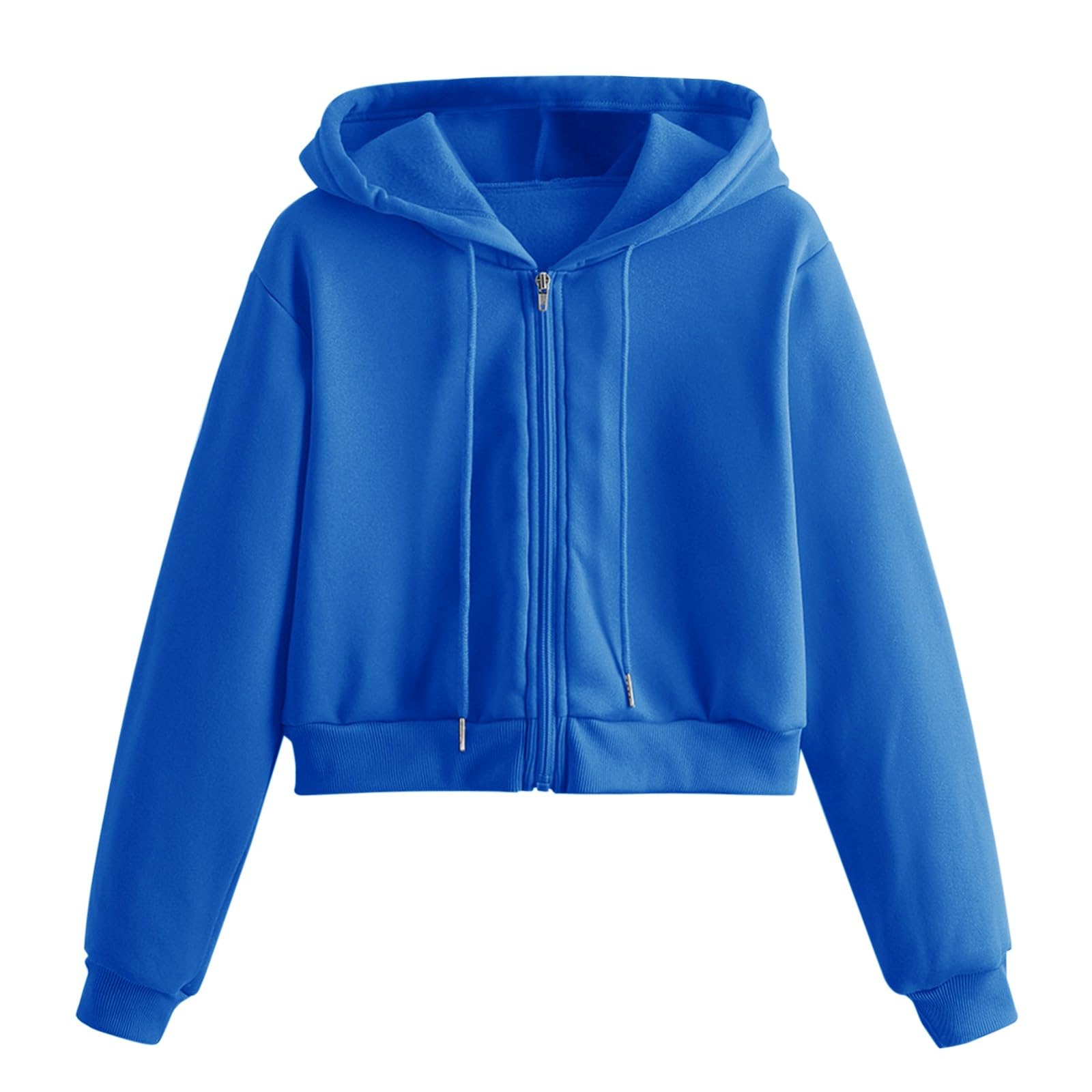 Generico Sweat-shirt court noir pour femme avec fermeture éclair – Sweat à capuche surdimensionné pour femme, doux, léger, gris, haut de sport, thermique, confortable, vêtements d'automne, mode, avec