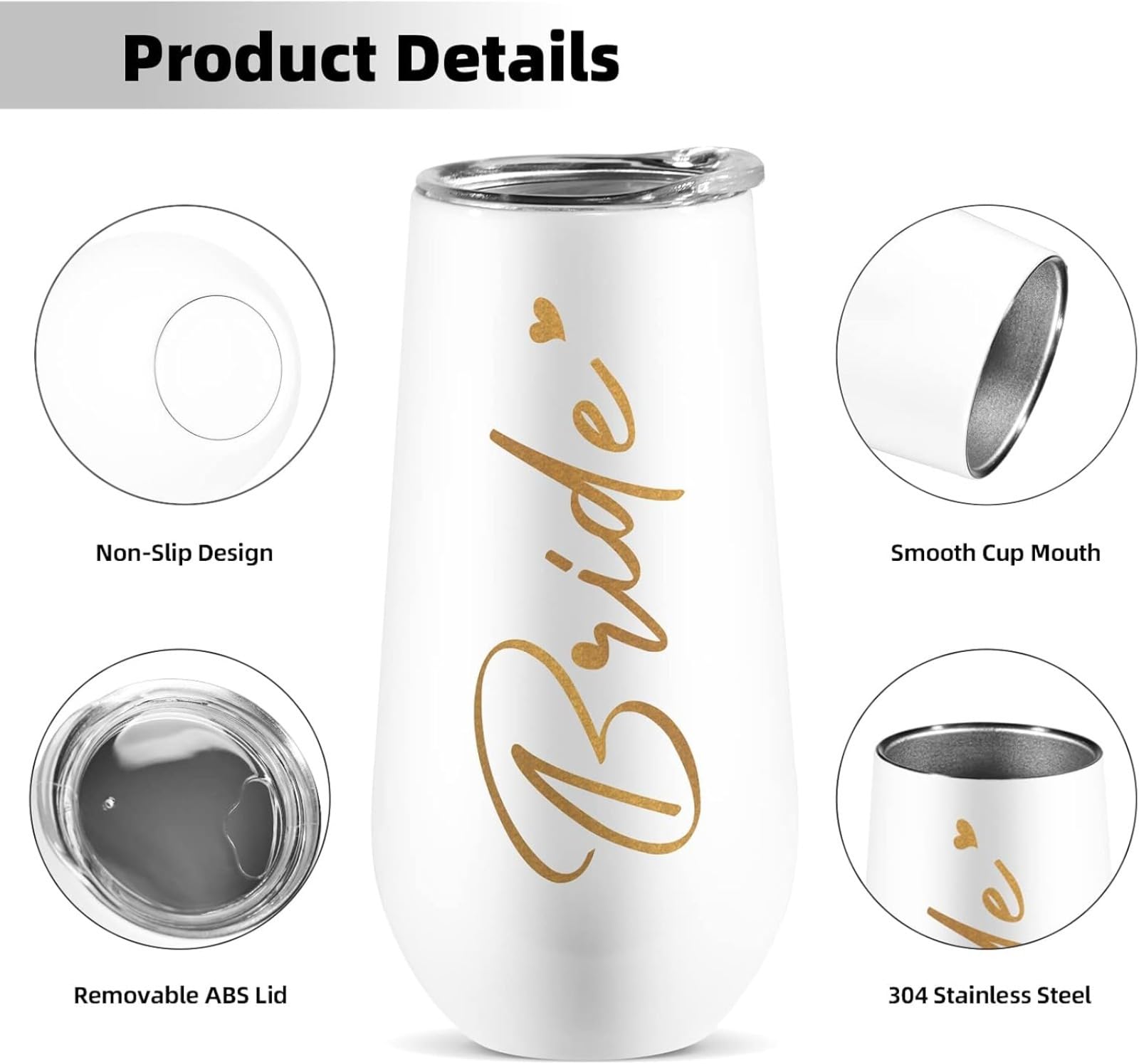 Personalisierte Brautjungfer Isolierter Champagner Tumbler mit Deckel, individuell gravierte Namen Wein Tumbler Brautjungfer Geschenk, Junggesellinnenabschied Geschenk für sie, Vorschlagsgeschenk Wein