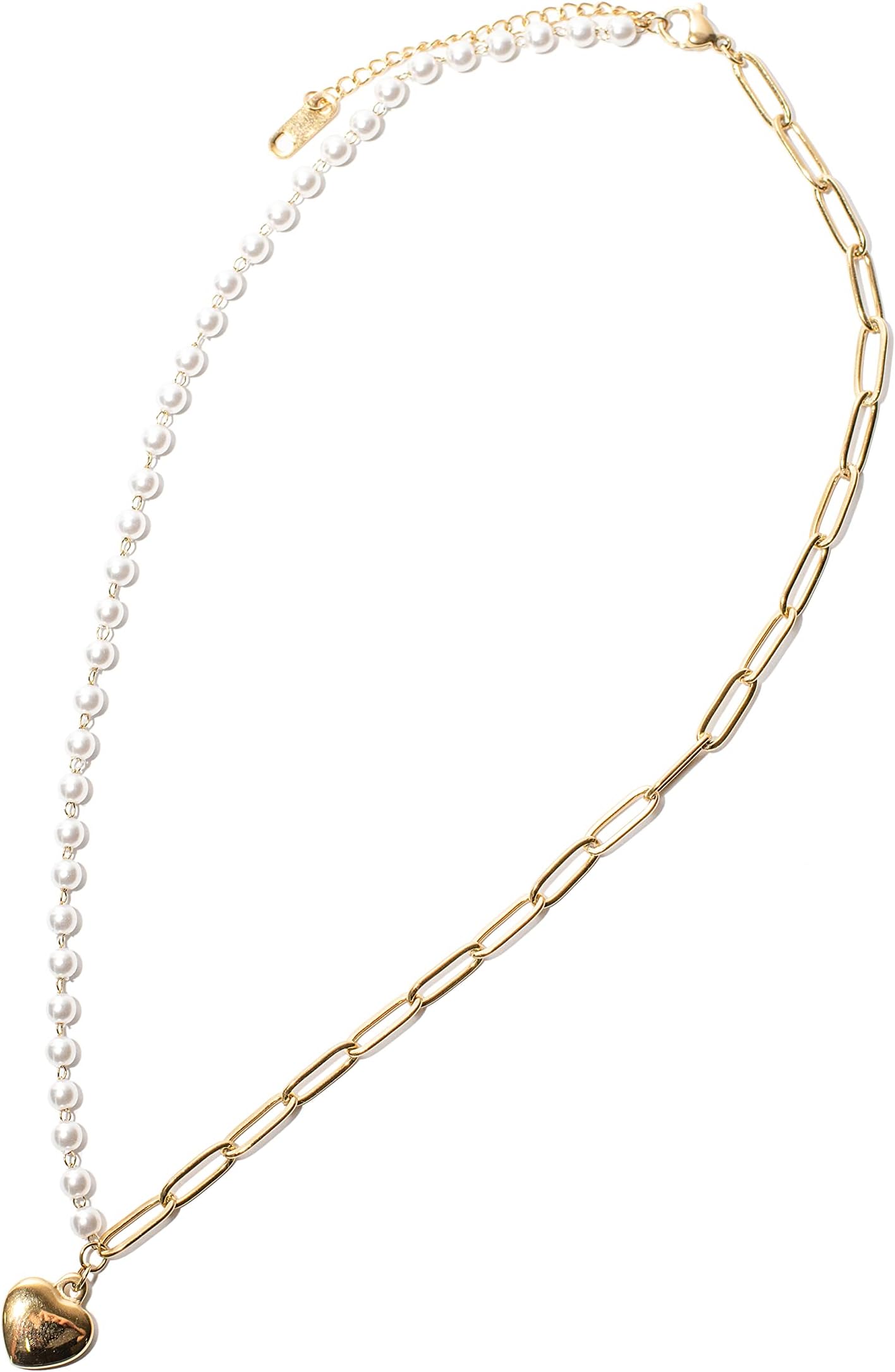 MANGA&TUFAAHNecklace Stainless steel gold plated with pearl and heart shape for women