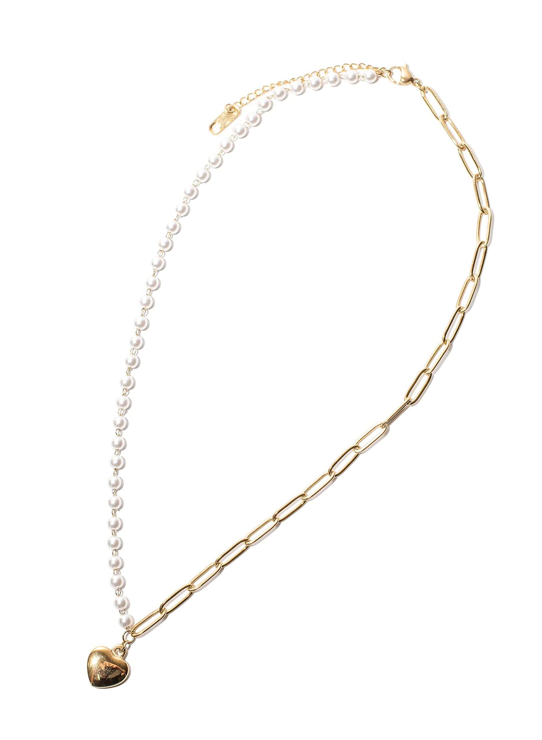 MANGA&TUFAAHNecklace Stainless steel gold plated with pearl and heart shape for women