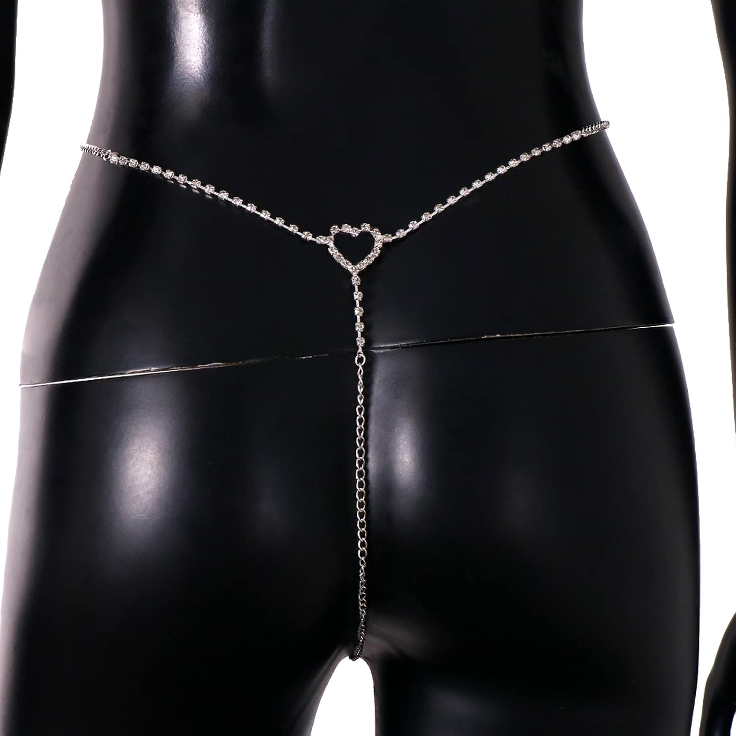 Rhinestone Heart Waist Body Chain Jewelry Heart Crystal Thong Panties G String Brief Rhinestone Thong Bikini Crystal Waist Belly Chain for Women