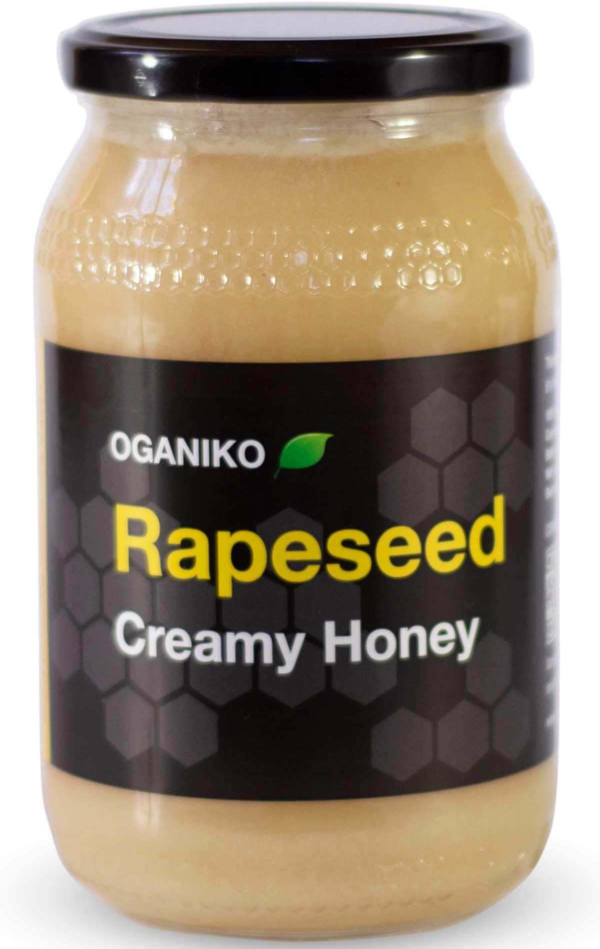 OGANIKO Raw Rapeseed Honey (Glass Jar) - Unpasteurised, Unprocessed, Unfiltered 1.2 KG