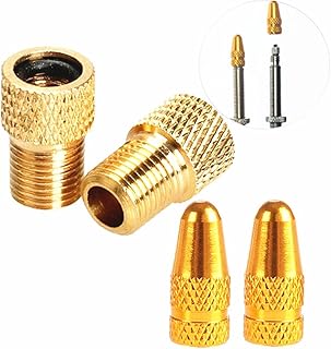 Osymoker Anodized Alloy Presta Valve Caps + Copper Presta to Schrader Bicycle Bike Valve Adaptor Tube Pump Air Compressor Tools Car Converter