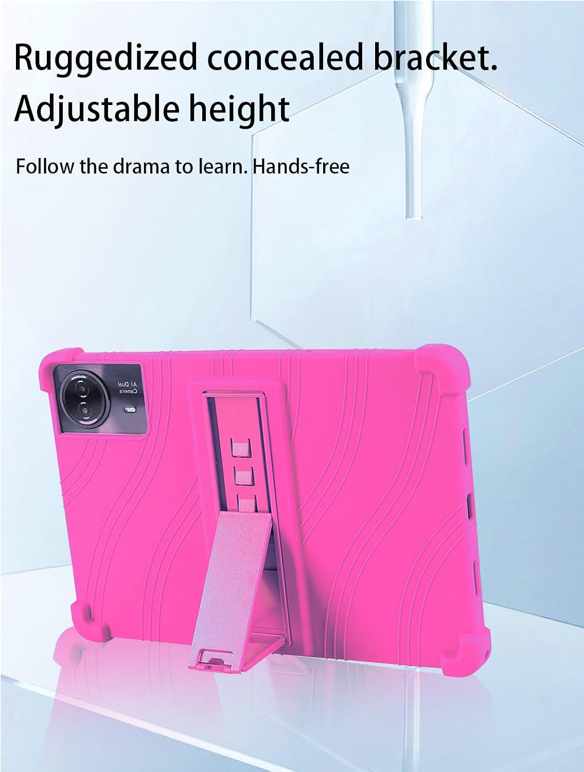 for TECLAST T65max 13 Inches Android 14 Tablet 2024 New Tablet Model Case,Soft Silicone Adjustable Stand Cover Lightweight Kids Friendly,Rosered.