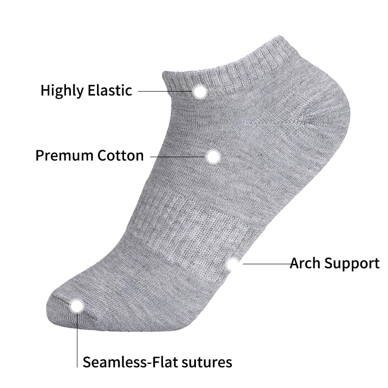 Image of 6 Pairs No Show Socks Cotton Non Slip Low Cut thin Socks,White /Black /Grey